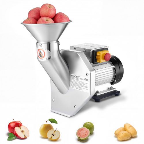 

VEVOR Broyeur à Fruits Électrique 550 W, Moulin à Pommes de Table Capacité 60 kg/h, pour Cidre Maison Poires Ananas Goyaves Pommes Entières jusqu'à 70 mm de Diamètre, Concasseur à Fruits en Inox 304