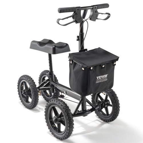 

VEVOR Trottinette pliante pour genoux, 160 kg, déambulateur orientable aluminium, guidon et genouillère, hauteur réglable, roues tout terrain 305 mm, doubles freins, scooter de récupération des jambes