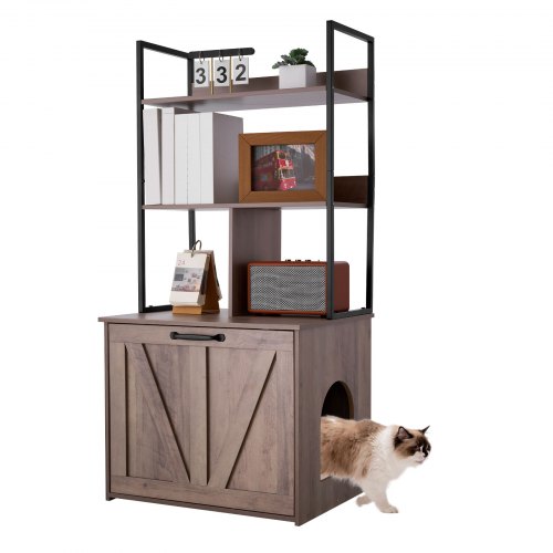 

VEVOR Meuble Litière pour Chat 60x50x127,2 cm, Cache-Litière pour Chat avec Étagères de Rangement pour Salon, Entrée Latérale, Table d'Appoint Imperméable, Capacité de Charge 60 kg, Style Moderne