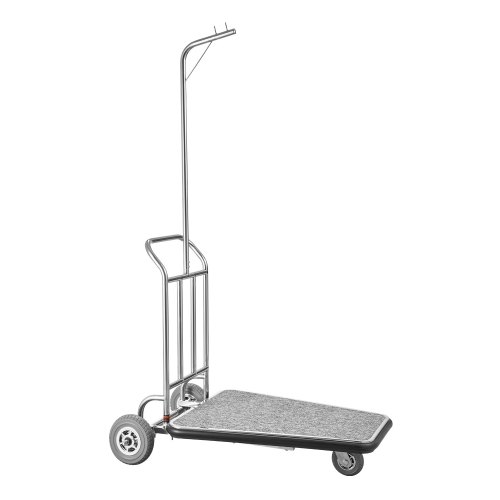 

VEVOR Chariot à Bagages Hôtel, 272 kg, Chariot à Plate-forme de Concierge Finition Acier Inoxydable à 3 Roues en Caoutchouc, avec Moquette Grise, Porte-bagages pour Hôtels, Condos, Complexes Hôteliers