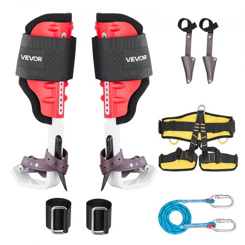 

VEVOR Griffe Élagage Charge 159 kg Grimpette Élagage Hauteur Réglable 40-48,5 cm Crampons d'Escalade d'Arbres Éperons Escalade Aluminium pour Cueillette Fruits, avec Sangles Auto-agrippantes, Harnais