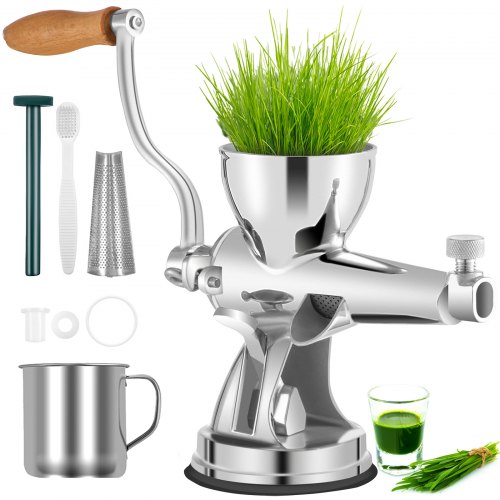 

VEVOR Extracteur d'Herbe de Blé Manuel Acier Inox Presse-agrumes Manuel d'Herbe de Blé Poignée Rotative à 360° Extracteur de Jus d'Herbe de Blé 2 Modes de Fixe et 1 Filtre pour Extraire Légumes/Fruits
