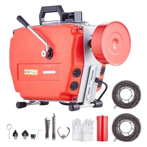 

VEVOR Déboucheur Électrique Canalisation 36,6 m x 2,2 cm Machine Nettoyage Tuyaux Alimentation Manuelle 420 W 6 Coupeurs 2 Câbles Acier 36,6 m x 2,2 cm/5,5 m x 0,95 cm, CW/CCW, pour Tuyaux 4,8-15,2 cm