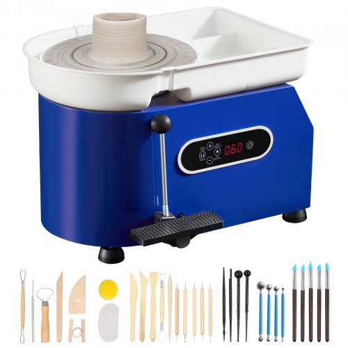 

VEVOR Tour de Potier 28 cm de Dia. Roue de Poterie Électrique 450 W 60-300 tr/min Machine de Poterie Électrique Charge Max. 8 kg d’Argile avec Pédale Bassin Amovible pour Modeler Artisanat Céramique