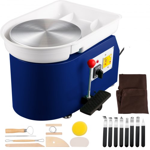 VEVOR Roue de Poterie 28 cm 350 W Tour de Potier électrique à Pédale & Réglage Manuel, Machine de Fo