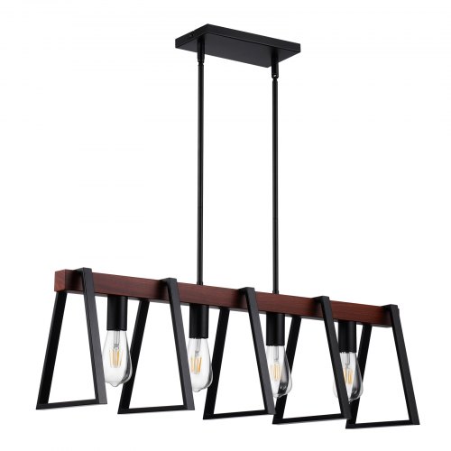 

VEVOR Éclairage d'îlot de cuisine, 4 lumières, lampes suspension linéaire de ferme 60 W, avec tiges 2 x 15 cm et 6 x 30,5 cm, luminaire réglable à cadre en métal industriel pour salle à manger, E27