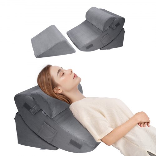 

VEVOR Coussin Incliné Lit, Oreiller Triangulaire Orthopédique Réglable, Rembourrage Mousse, Housse Lavable, Coussin de Lecture Lit pour Soulagement Reflux Acide, Soutien Dos, Jambes, Cou, Gris Foncé