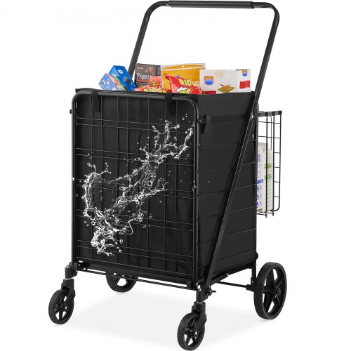 VEVOR Chariot de Courses Pliable Charge 150,5 kg 4 Roulettes Chariot de Supermarché Plus de 85 L ave