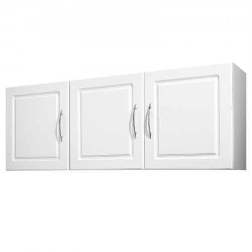 

VEVOR Armoire murale de buanderie à 2 niveaux, placard de rangement suspendu avec étagère réglable, meuble de rangement avec 3 portes pour cuisine, garage, salle de bain, 31,6 x 137,2 x 51,6 cm, blanc