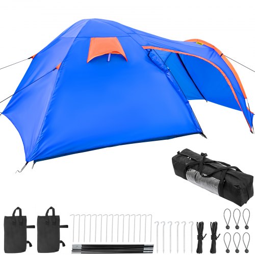 VEVOR Tente de Camping pour Moto 405x215x170 cm Tente Moto et Motard 2 Personnes Tente Randonnée Moto Double Couche Imperméable 2 Entrées avec Auvent de Moto Abri de Moto Spacieux Motocycliste Campeur