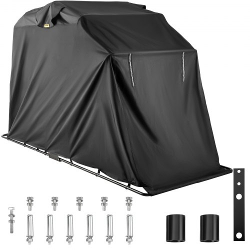 VEVOR Housse pour Moto 270x105x155 cm, Couverture Imperméable Moto Vélo en Oxford 600D, Abri Moto Extérieur Antivol et Anti-Corrosion, Tente-Garage Capot Cadre en Acier Robuste, Bâche Abri Noir