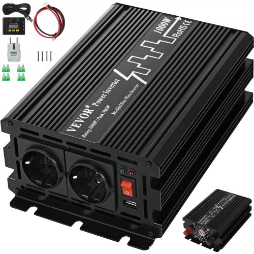 Onduleur Sinusoïdal Pur 1000w 24v Dc à 230v Ac Convertisseur Avec Télécommande