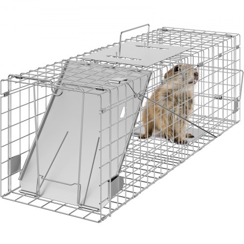 VEVOR Piège pour Animaux Vivants 610x203x203 mm Cage Trappe Chat Pliable Fil de Fer Galvanisé Sans C