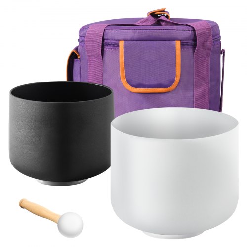 

VEVOR Bols chantants en cristal de quartz givré, 2 PCS, 20,3 cm et 25,4 cm, notes A et F, avec sac transport 25,4 cm, 1 maillet en caoutchouc, 2 joints toriques, pour méditation, yoga, guérison sonore