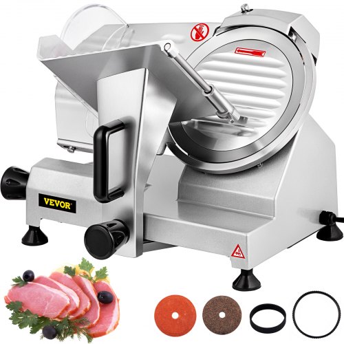 VEVOR Trancheuse Électrique 1200 tr/min Trancheuse à Jambon 48 x 43 x 35 cm Trancheuse à Viande 0-12 mm Bouton de Réglage d'Épaisseur Domestique et Commercial Parfait pour Trancher Divers Aliments
