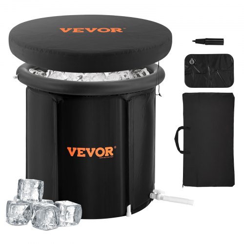 

VEVOR Bain Froid Portable 80 x 75 cm 290 L, Baignoire Gonflable Pliable, Seau Bain de Glace pour Sportifs, Thérapie par Eau Froide, avec Couvercle, pour Adulte, Extérieur, Maison, Salle de Sport