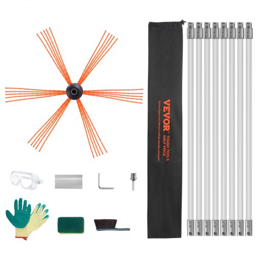 

VEVOR Kit de Ramonage Poêle Pellet Cheminée 8 m Brosse de Nettoyage 360° avec 8 Tiges Flexibles Nylon Accessoires Nombreux pour Conduits Cheminée Usage Domestique Convient à la Plupart des Conduits