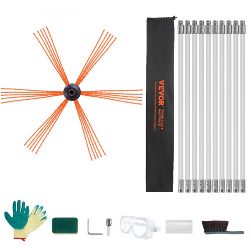 

VEVOR Kit de Ramonage Poêle Pellet Cheminée 10 m Brosse de Nettoyage 360° avec 10 Tiges Flexibles Nylon Accessoires Nombreux pour Conduits Cheminée Usage Domestique Convient à la Plupart des Conduits