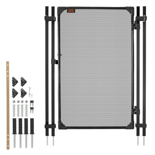 

VEVOR Portillon de Barrière Piscine 1,2x0,75 m, Portillon de Sécurité pour Piscine Enterrée et Clôture Extérieure, Kit avec Loquet Métallique et Butée, Maille Teslin PVC 352 g/m², Tube Carré, Noir