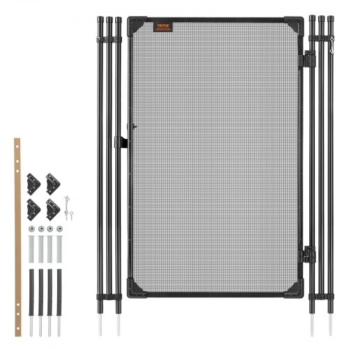 

VEVOR Portillon de Barrière Piscine Amovible 1,2x0,75 m, Portillon de Sécurité pour Piscine Enterrée et Clôture Extérieure, Kit avec Loquet Métallique, Maille Teslin PVC 352 g/m², Tube Rond, Noir