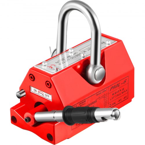 VEVOR Levage Magnetique, PML-6 Aimant de Grue, 600 kg Aimant de Levage, Structure en Fer Néodyme Porteur Magnétique à Aimant, Aimant Levage Rouge 1330 lbs pour Absorber les Types de Plaque d'Acier