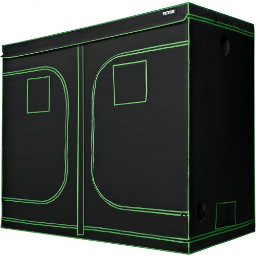 VEVOR Tente de Culture Hydroponique 243,8x121,9x203,2 cm Chambre de Culture Intérieur Fibre Mylar Réfléchissante avec Fenêtre Observation Plateau de Sol Amovible 100% Étanche à la Lumière pour Plantes
