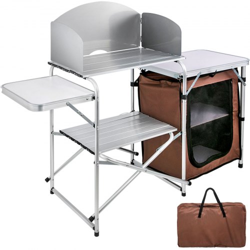 VEVOR Cuisine de Camping Pliable Marron Cuisine Extérieure Meuble de Jardin Exterieur