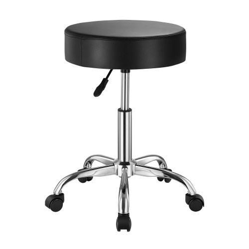 

VEVOR Tabouret de travail rond pivotant à roulettes hauteur réglable en PU noir