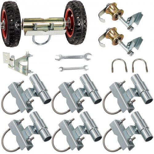 

VEVOR Kit Rail Porte Coulissante Acier Inoxydable Quincaillerie Clôture Portail Acier Galvanisé avec Porte-Roues Double 6 Supports Universels Rails 2 Galets Roulement 1 Verrou 2 Supports Roue Arrière