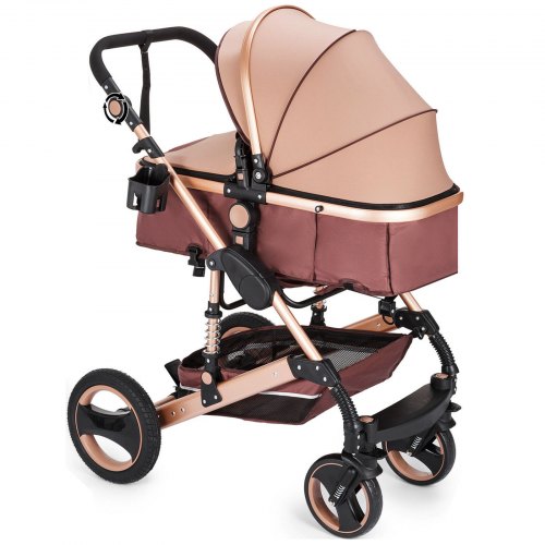 VEVOR Poussette de Bébé 2en1 Pliable Combinée Landau Réglable Alliage Aluminium