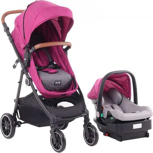 

VEVOR Poussette Combinée Système de Voyage avec Siège Auto pour Bébé Fuchsia