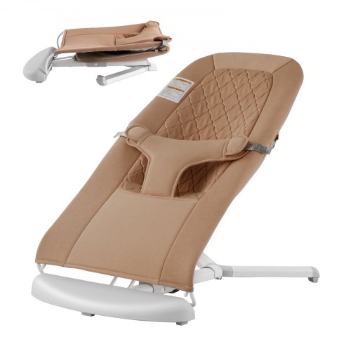 

VEVOR Transat Bébé 0-9 Mois Siège Transat Pliable Nouveau-né avec 2 Angles d'Inclinaison, Harnais à 3 Points, Sac de Transport, Transat Portable Bébés, pour Intérieur, Extérieur, Maison, Couleur Camel