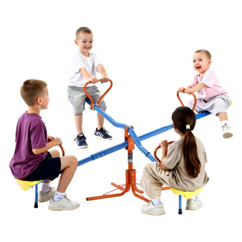 

VEVOR Balançoire à Bascule, Capacité de Charge 49,9 kg par Siège, avec Poignées Confortables, Pieds de Support 4 Broches, Équipement de Jeu Extérieur, Rotation à 360°, pour 4 Enfants de 3 Ans et Plus