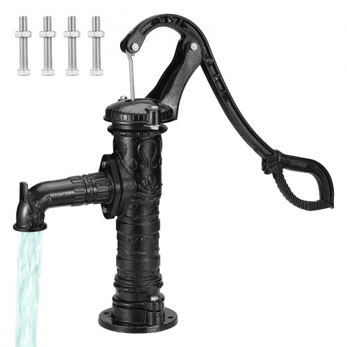 

VEVOR Pompe à Eau Manuelle, Pompe à Main Fonte Jardin pour Puits à Bras, Style Vintage, Hauteur de Relevage Maximale 7 m, Poignée Ergonomique, Décoration pour Extérieur, Étang, Cour, Terrasse, Noir