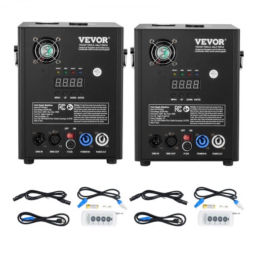 

VEVOR Machine à étincelles froide 2PCS 500 W machine à feux d'artifice alliage d'aluminium contrôleur DMX réglable de 2 à 4 m 7 minutes par recharge pour mariages, spectacles de DJ, fêtes, événements