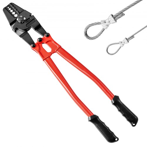 

VEVOR Pince à Sertir 60,96 cm Pince Coupe Câble Acier Allié Pince à Sertir 5 Rainures pour Manchon 1/16'' 3/32'' 1/8'' 5/32"et 3/16