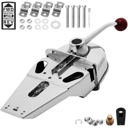 VEVOR Commande de Moteur Universel Bâti de Commande de Moteur Marin Poignée à Levier Simple Action Double pour Bateau Voile Embarcation Commande de Manette Montage Dessus de Bateau