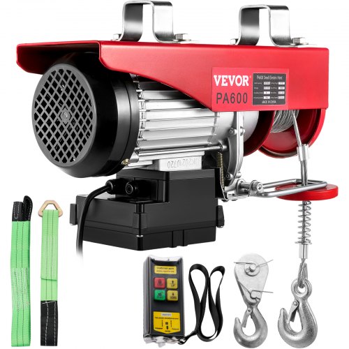 VEVOR Treuil à Câble Électrique 300/600 kg Palan Électrique avec Télécommande, 12 m/min Treuil-Palan Électrique 1150 W, Levage Treuil à Distance sans Fil pour Maison Atelier Garage Entrepôt