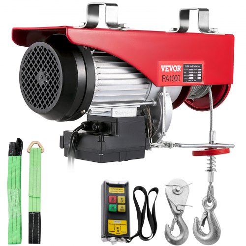 Treuil Palan Électrique 500/1000kg 1800W Levage à Câble + Télécommande Sans Fil