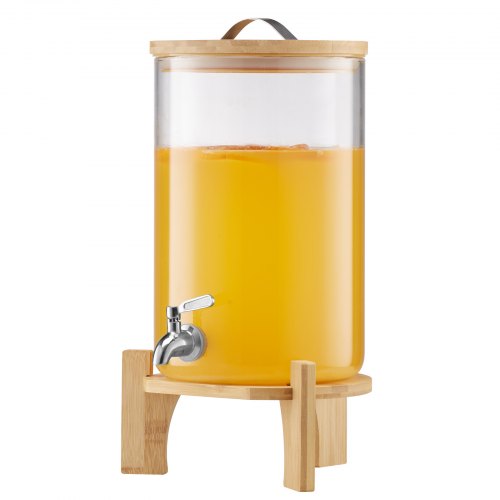 

VEVOR Distributeur de Boissons Grande Capacité de 8 L, Fontaine à Eau en Verre, Distribution d’Eau Jus Limonade Thé Glacé, avec Support en Bois et Robinet en Inox, pour Restaurant Café Hôtel Fête