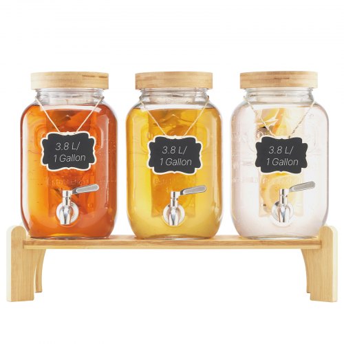 

VEVOR Distributeur de Boissons 3,8 L 3PCs en Verre avec Support pour Café