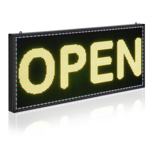 

VEVOR Enseigne Lumineuse LED Programmable 99x41,2 cm, Panneau d’Affichage Numérique Couleur Pleine P6, GIF à Motifs de Texte Personnalisés, Commande Bluetooth, Information Publicitaire Publicité