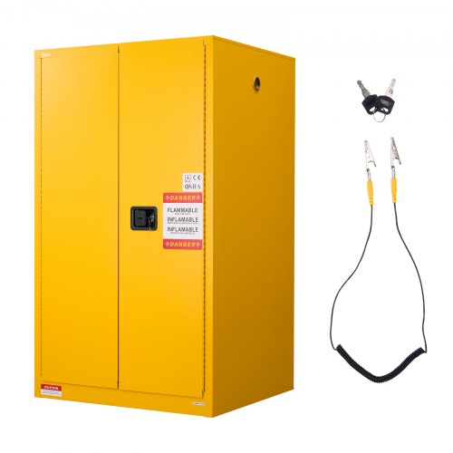 

VEVOR Armoire de Sécurité pour Produits Inflammables de 246 L 96,4 x 86,4 x 165,1 cm, Armoire Coupe-Feu pour Liquides Inflammables, en Acier Laminé à Froid et Galvanisé, avec Étagère Réglable, Jaune