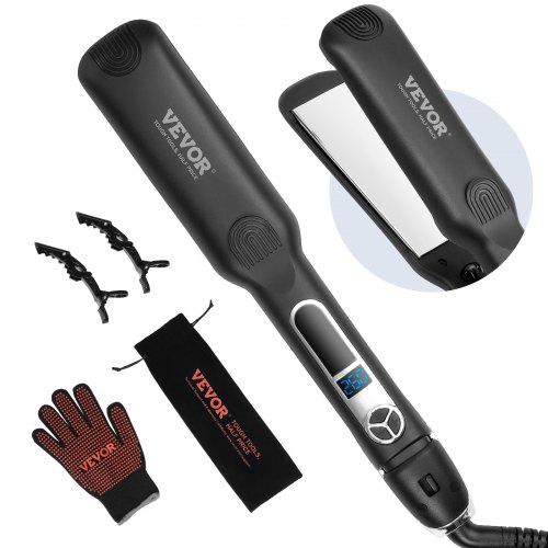 

VEVOR Lisseur à cheveux à ions négatifs, fer plat en titane 38 mm​, fer à lisser avec écran LCD et 25 niveaux de température, fer à cheveux à chauffage rapide pour salon de coiffure, maison, voyage