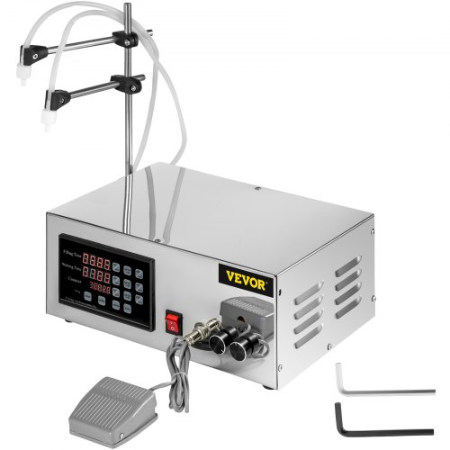 VEVOR Machine de Remplissage Liquide 5-3500ml Appareil De Pesage avec 2 Buses Contrôle numérique Pompe de Remplissage Acier Inoxydable Auto-amorçante