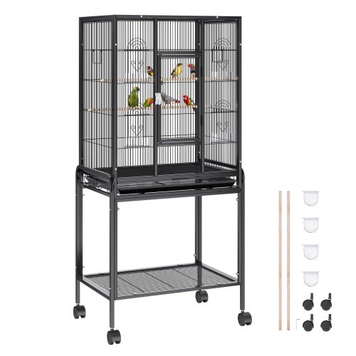 VEVOR Cage Oiseau 61x43x137 cm Grande Cage Oiseaux à Roulettes Intérieur Décorative avec Support Rou