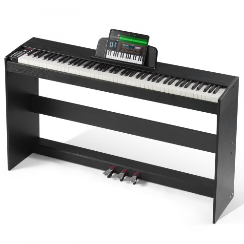 

VEVOR Piano numérique, 88 touches entièrement pondérées, ensemble piano à clavier électrique avec double clavier, haut-parleurs, support, casque, 200 sons et rythmes, Bluetooth USB MIDI pour débutants