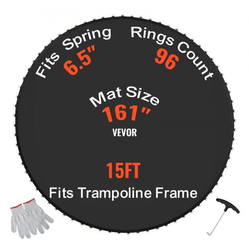 

VEVOR Tapis de rechange pour trampoline, tapis de saut de remplacement universel pour trampoline rond avec cadre de 457 cm, résistant aux UV, anneaux en V durables, convient pour ressort de 16,5 cm