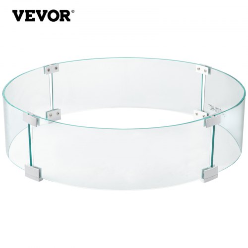 VEVOR Pare-Vent Rond en Verre Trempé Transparent 58 x 58 x 20 cm Pare-Vent en Verre pour Foyer Brase