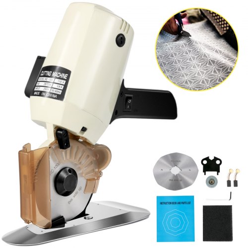VEVOR Coupeur Rotatoire de Tissu de 100mm, Machine Tissu Cutter, Ciseaux Electriques Découpeuse de Tissu, électrique portable Chiffon 220V 250W, pour la soie